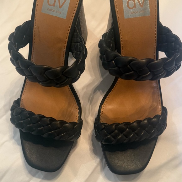 Dolce Vita Black Peggy Braided Sandal Heels - Picture 2 of 10